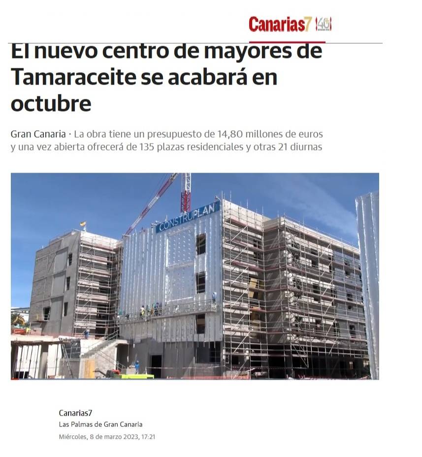 Canarias 7: El nuevo centro de mayores de Tamaraceite se acabará en octubre.