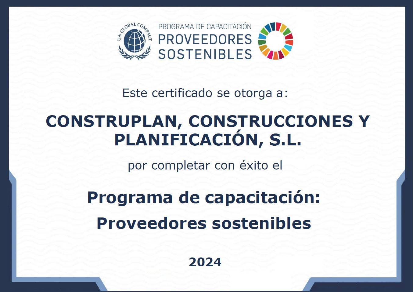 Construplan finaliza la segunda edición del programa de capacitación "Proveedores Sostenibles"